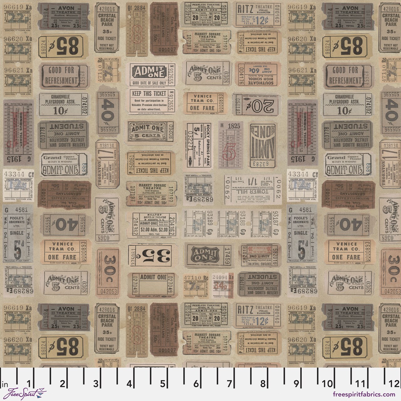 Tickets in Neutral (pwth252.neutral) | Eclectic Elements Palette in Neutral | Tim Holtz | Free Spirit